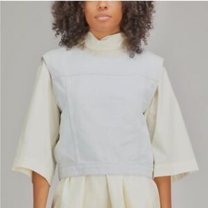 Theory Dove Grey Kenner Sleeveless Cotton Viscose Blouse Size S